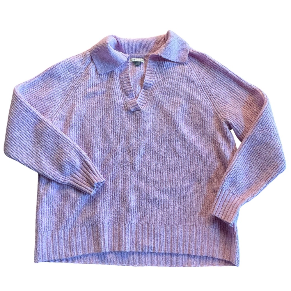 American Eagle Outfitters Womens Collared Pullover Sweater‎ Lilac Knit Size XS